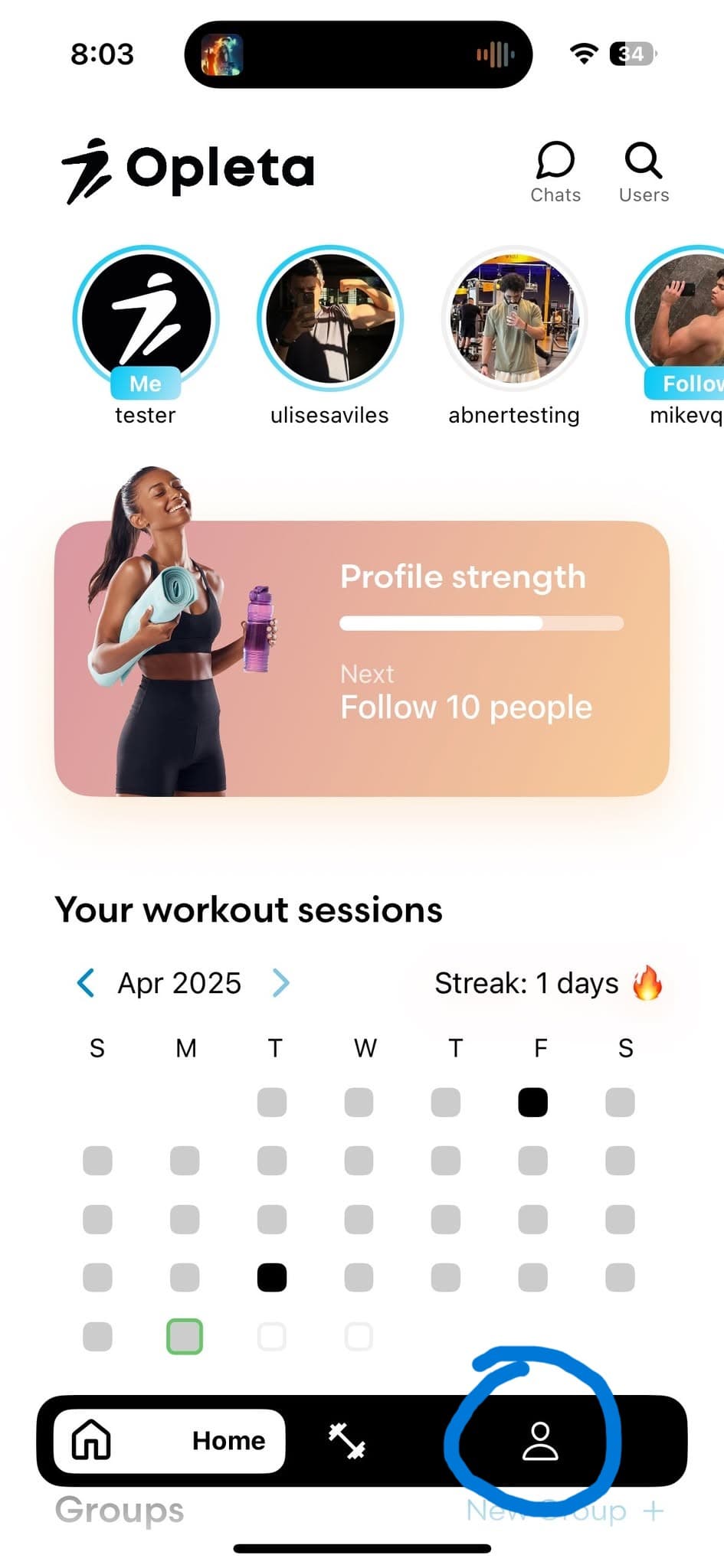 Step 1: Open the app and go to profile tab
