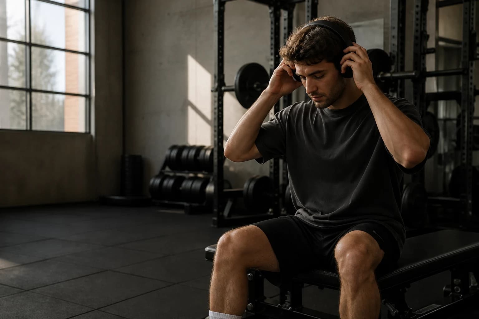 Atleta preparándose con calma para su próxima sesión